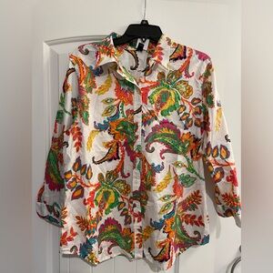 Lauren Ralph Lauren Multicolor Paisley Button Down Shirt. Sz XL. 100% cotton